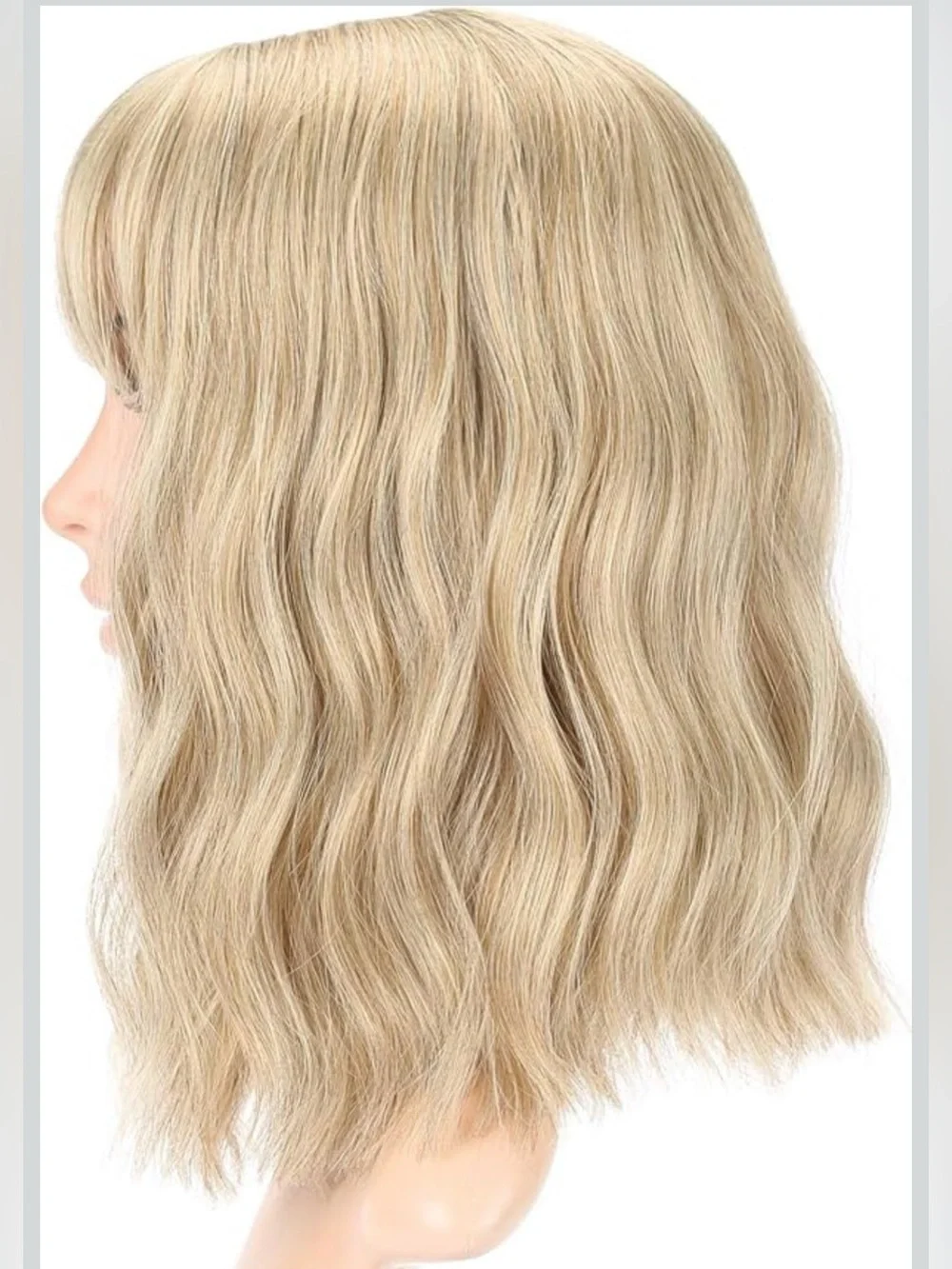 NWT Blonde Bob Wig With Air Bangs Shoulder Length Wavy Synthetic Cosplay 12